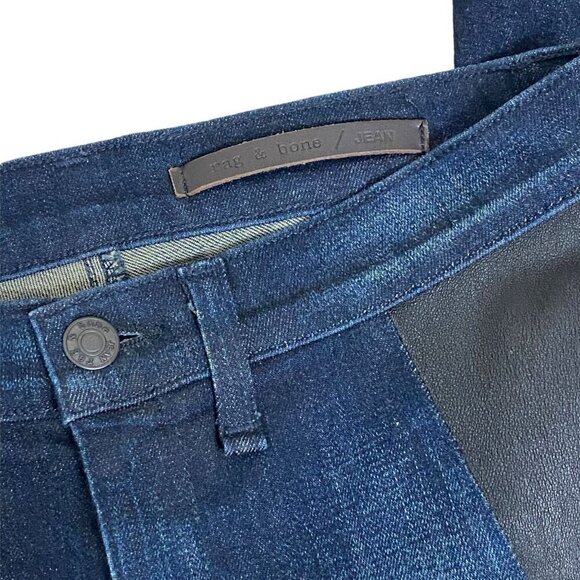 Rag & Bone The Skinny Leather Panel Jeans Plymouth Women's Size 26 - Picture 3 of 9